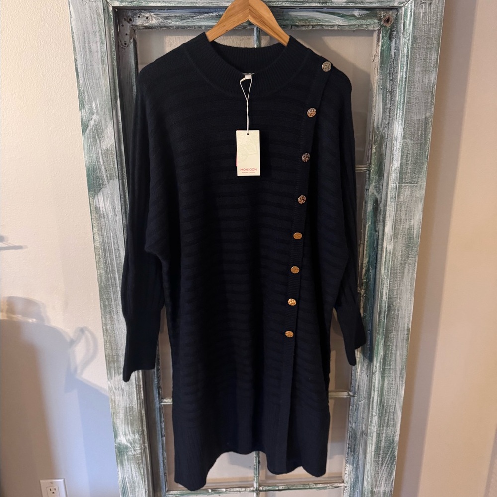 Monsoon navy blue long knitted sweater